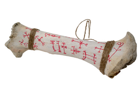 Hand Painted Cow Leg Bone with Icelandic Staves