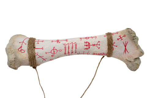 Image of Hand Painted Cow Leg Bone with Icelandic Staves