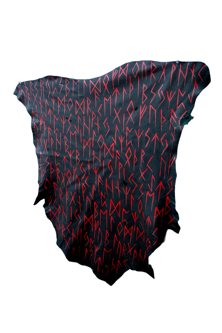 Hand Painted Deer Hide Altar Cloth with Elder Futhark Runes