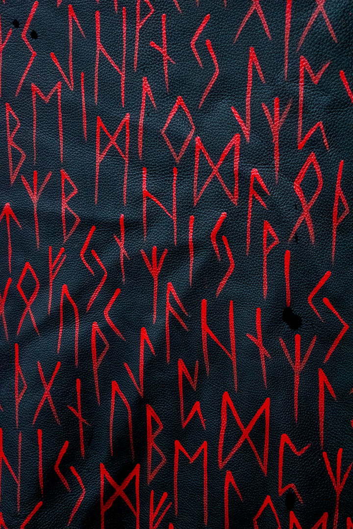 Hand Painted Deer Hide Altar Cloth with Elder Futhark Runes