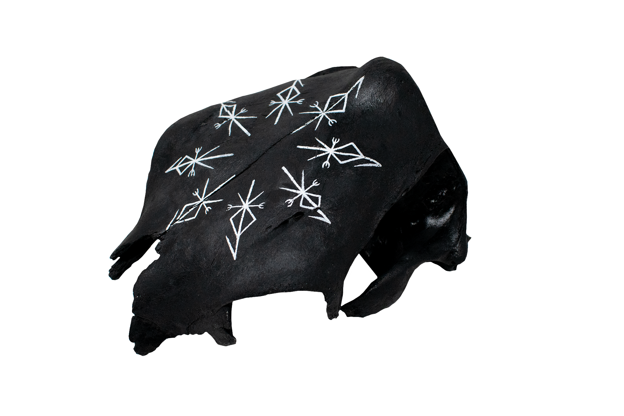 partial cow skull with repeating Loki bindrunes