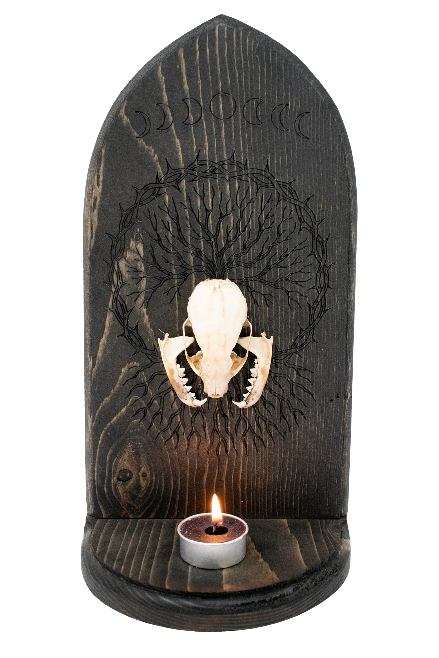 Weasel Skull Altar – Moon Phases & Thorn circle Yggdrasil