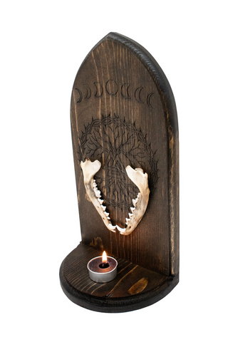 Image of Coyote jawbone Altar – Moon Phases & Yggdrasil