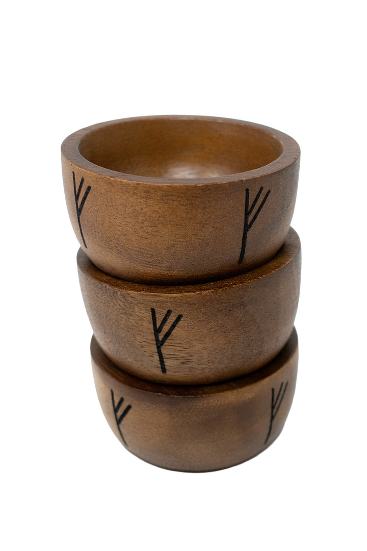 Mini Fehu Rune Wooden Money Bowl