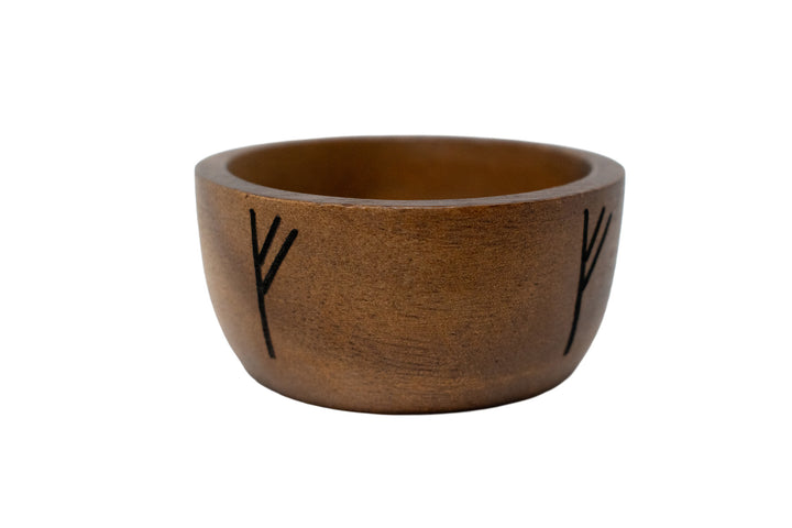 Mini Fehu Rune Wooden Money Bowl