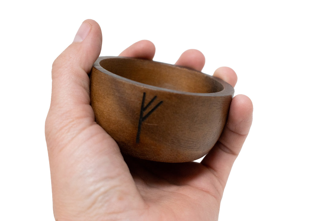 Mini Fehu Rune Wooden Money Bowl