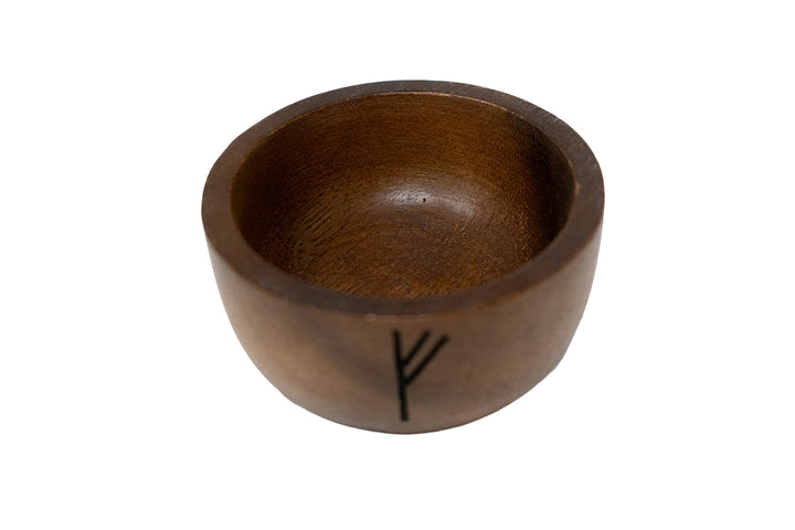Mini Fehu Rune Wooden Money Bowl