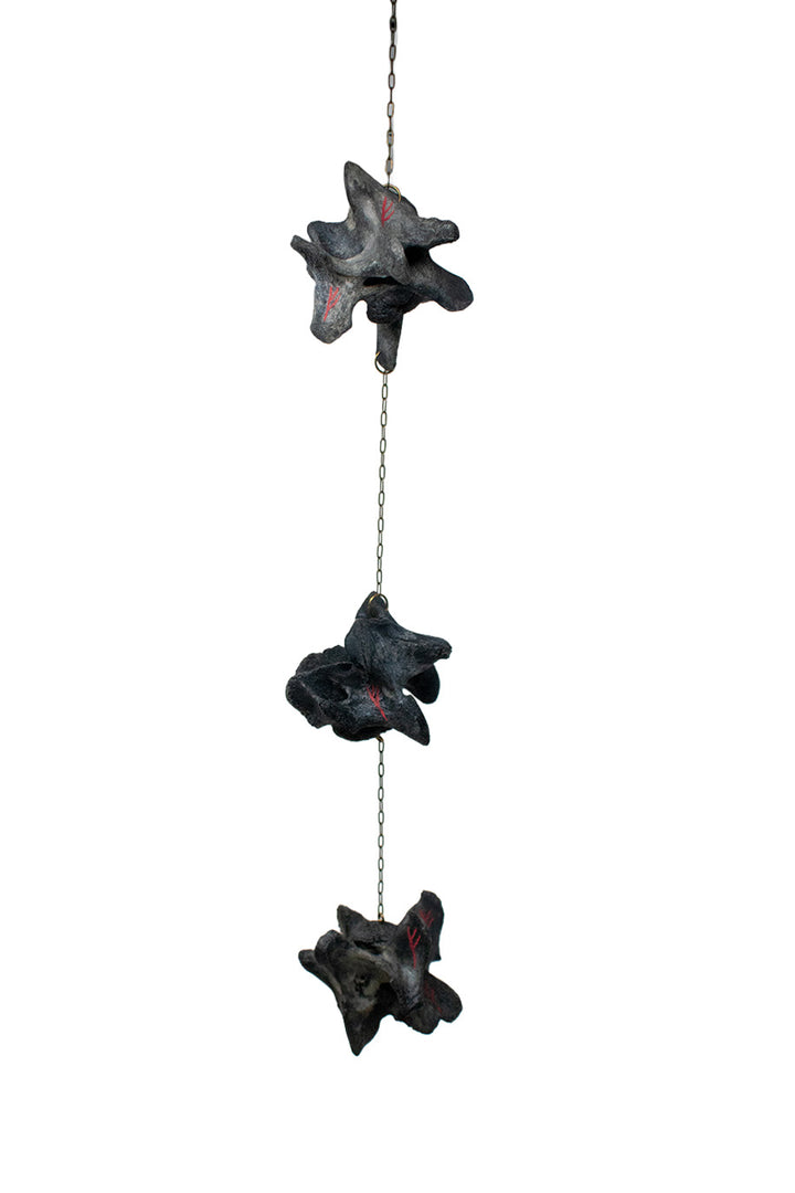 Blackened Elk Vertebra Fehu Rune Wind Chime