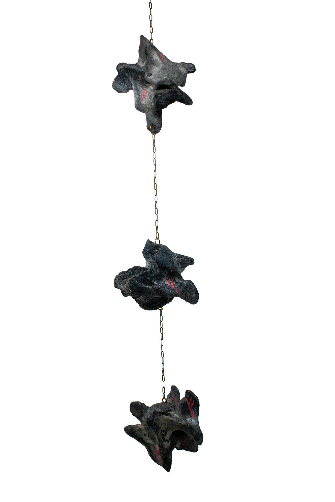 Blackened Elk Vertebra Fehu Rune Wind Chime