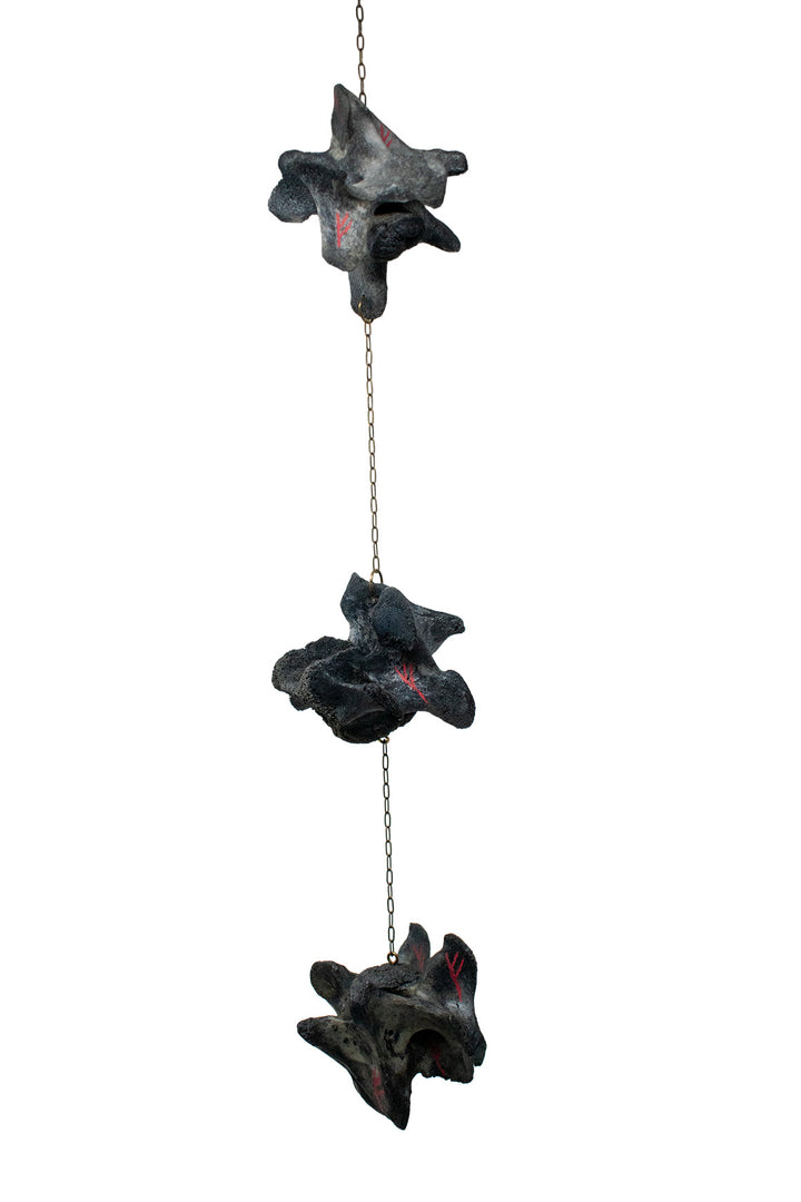 Blackened Elk Vertebra Fehu Rune Wind Chime