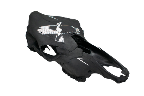 Image of Raven & Ansuz Rune Cow Skull – Odin’s Voice, Guidance, and Divine Insight