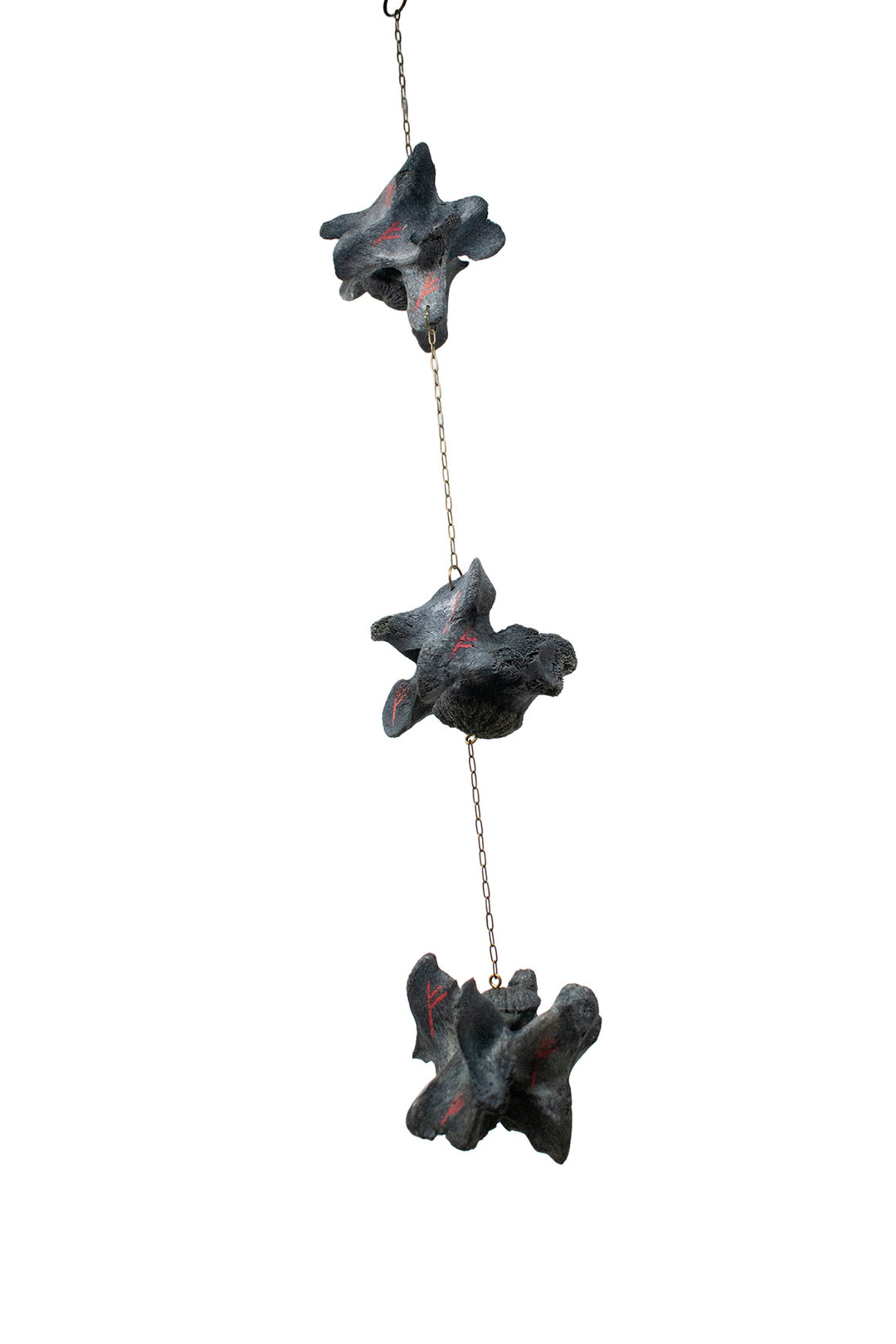 Blackened Elk Vertebra Fehu Rune Wind Chime