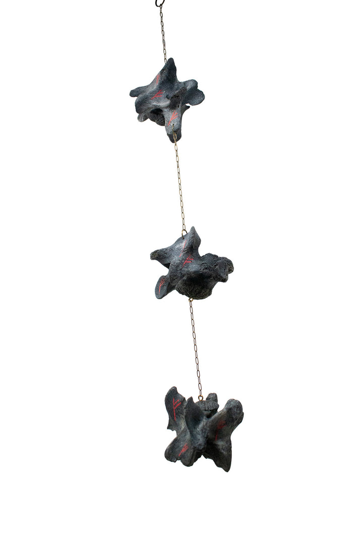 Blackened Elk Vertebra Fehu Rune Wind Chime