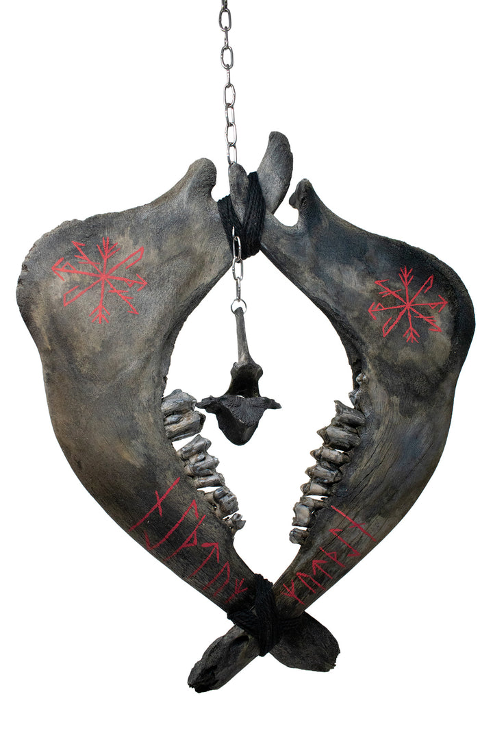 Blackened Elk Jawbone Wind Chime with Strength and Growth Stave
