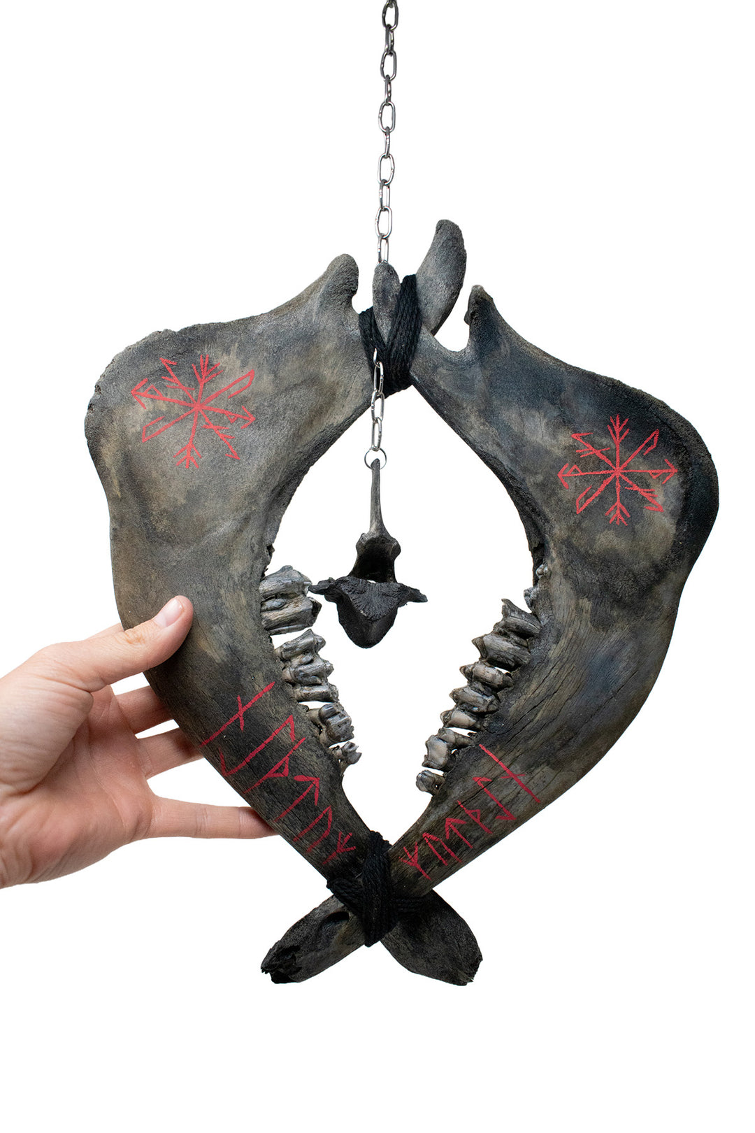 Blackened Elk Jawbone Wind Chime with Strength and Growth Stave