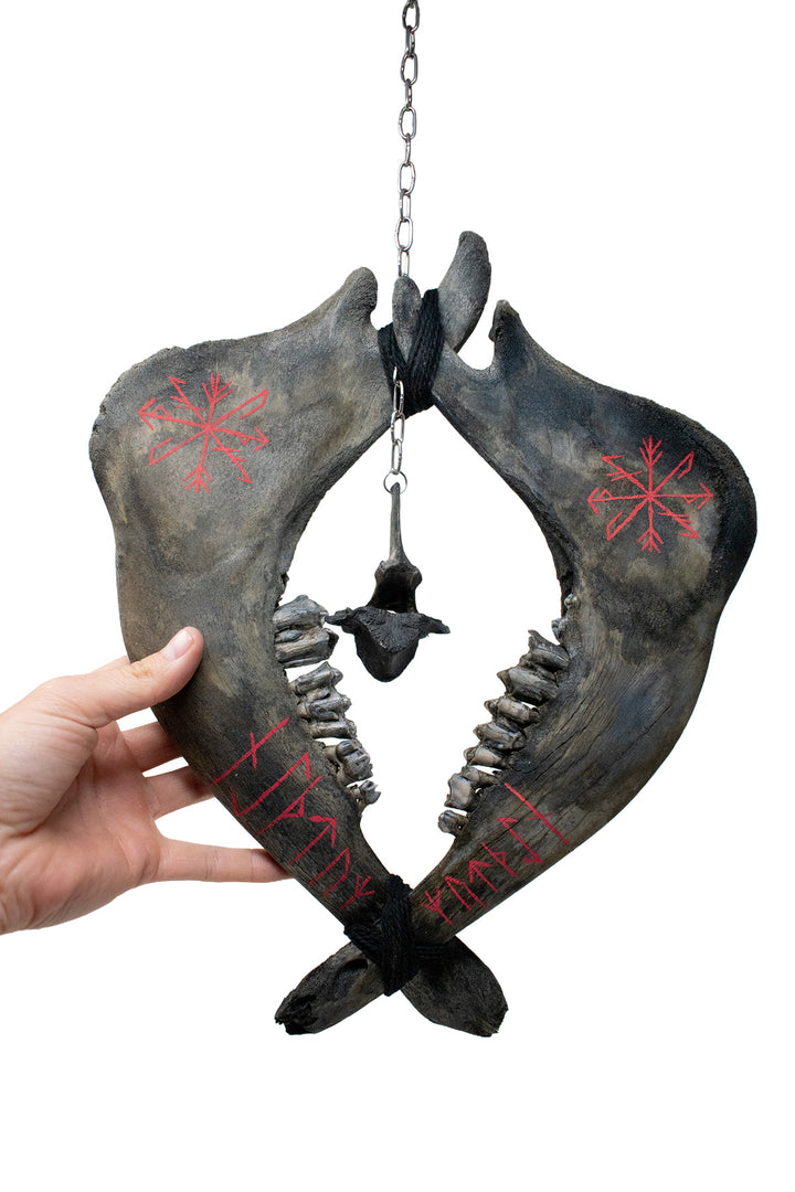 Blackened Elk Jawbone Wind Chime with Strength and Growth Stave