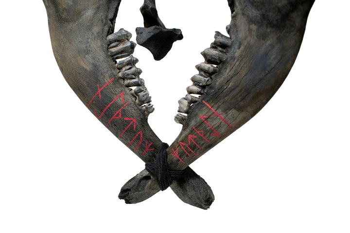 Blackened Elk Jawbone Wind Chime with Strength and Growth Stave