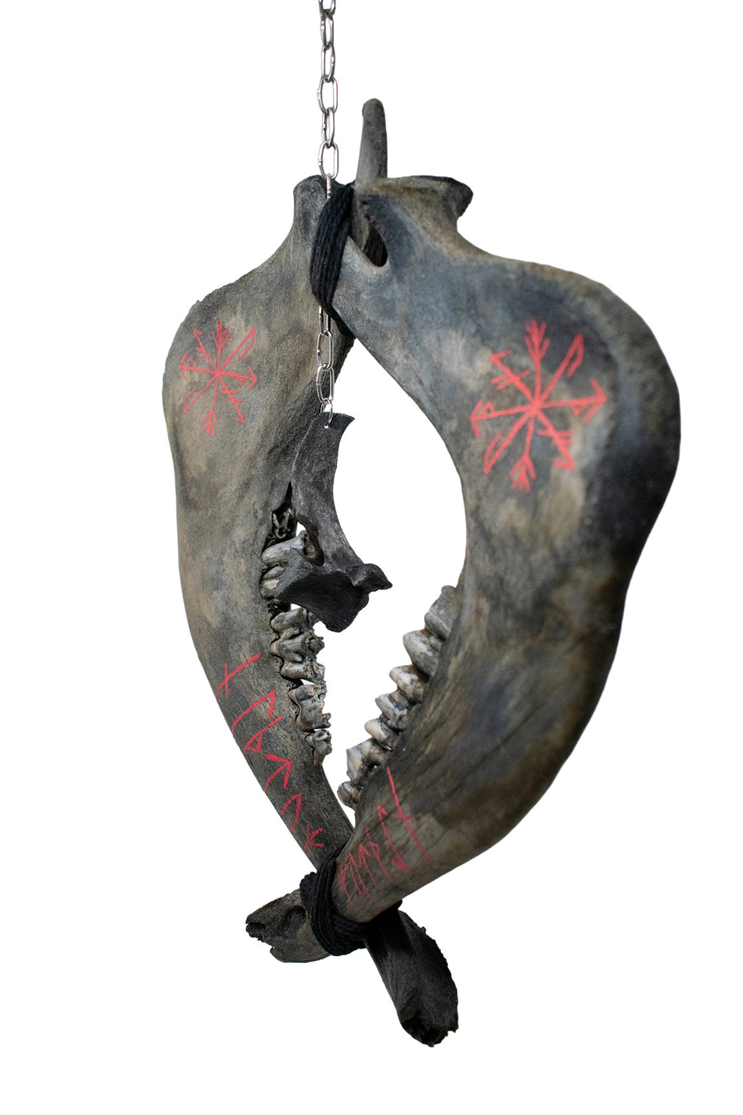 Blackened Elk Jawbone Wind Chime with Strength and Growth Stave