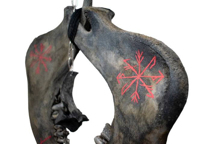 Blackened Elk Jawbone Wind Chime with Strength and Growth Stave