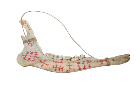 Image of Hand Painted Jawbone with Icelandic Magical Staves