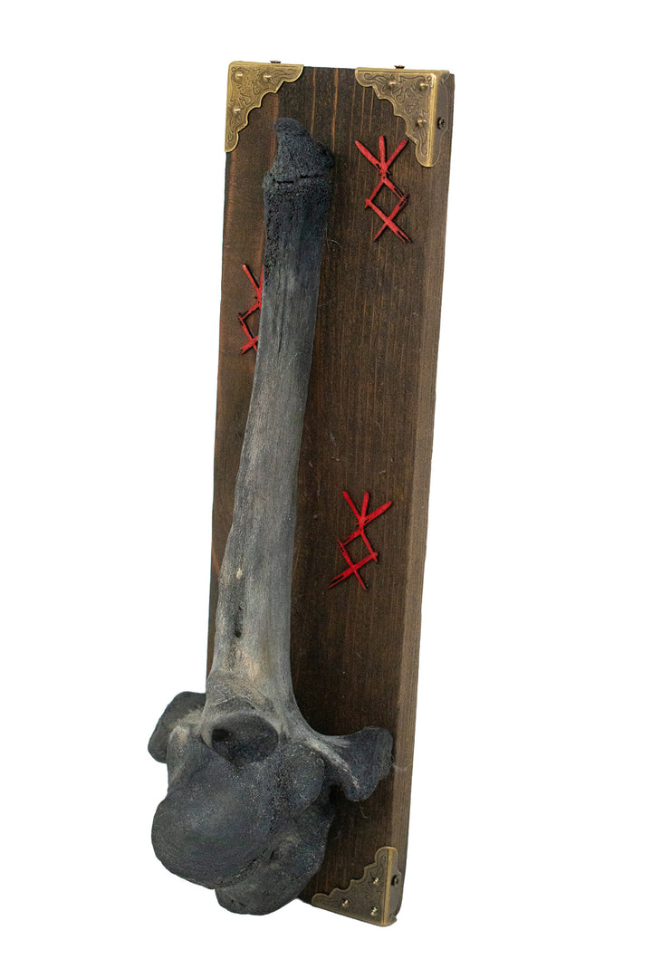 Blackened Cow Bone Wall Hanger with Home Protection Bindrunes