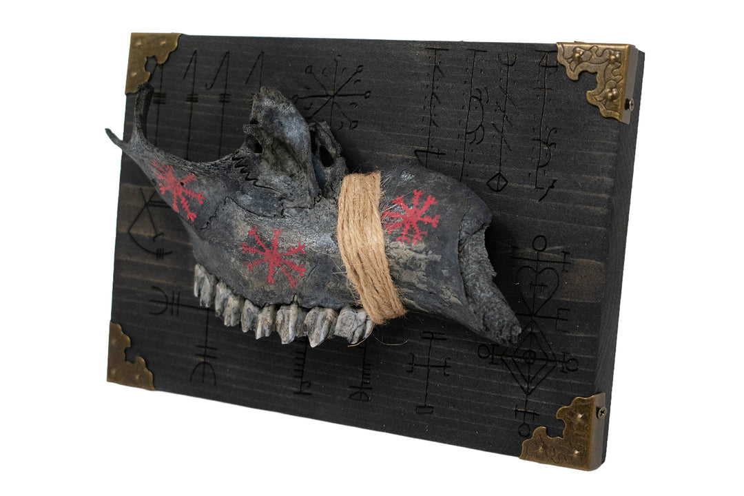 Blackened Partial Deer Jawbone Helm of Awe Wall Hanger