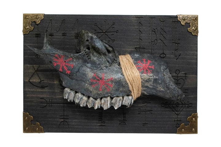 Blackened Partial Deer Jawbone Helm of Awe Wall Hanger