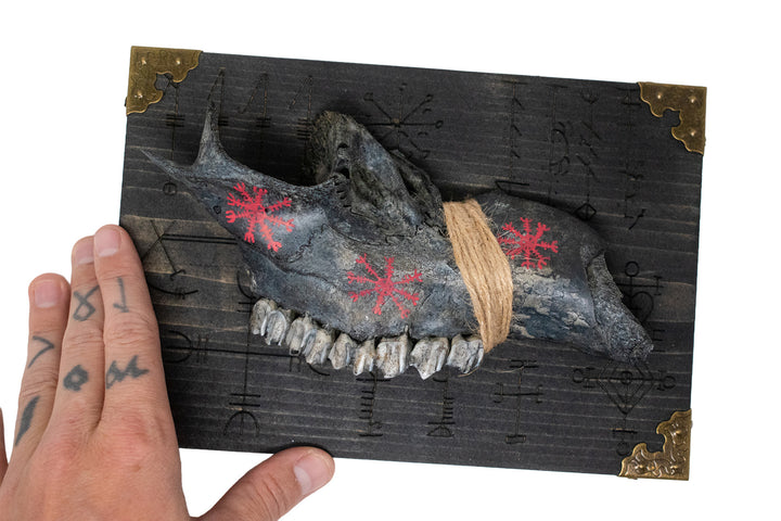 Blackened Partial Deer Jawbone Helm of Awe Wall Hanger