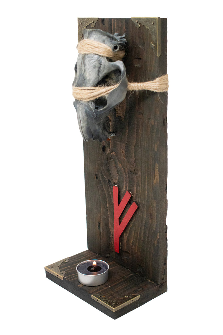 Blackened Beaver Skull Fehu Rune Altar