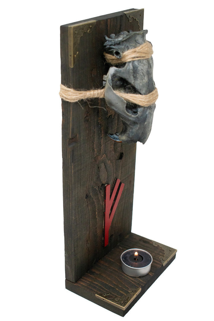 Blackened Beaver Skull Fehu Rune Altar