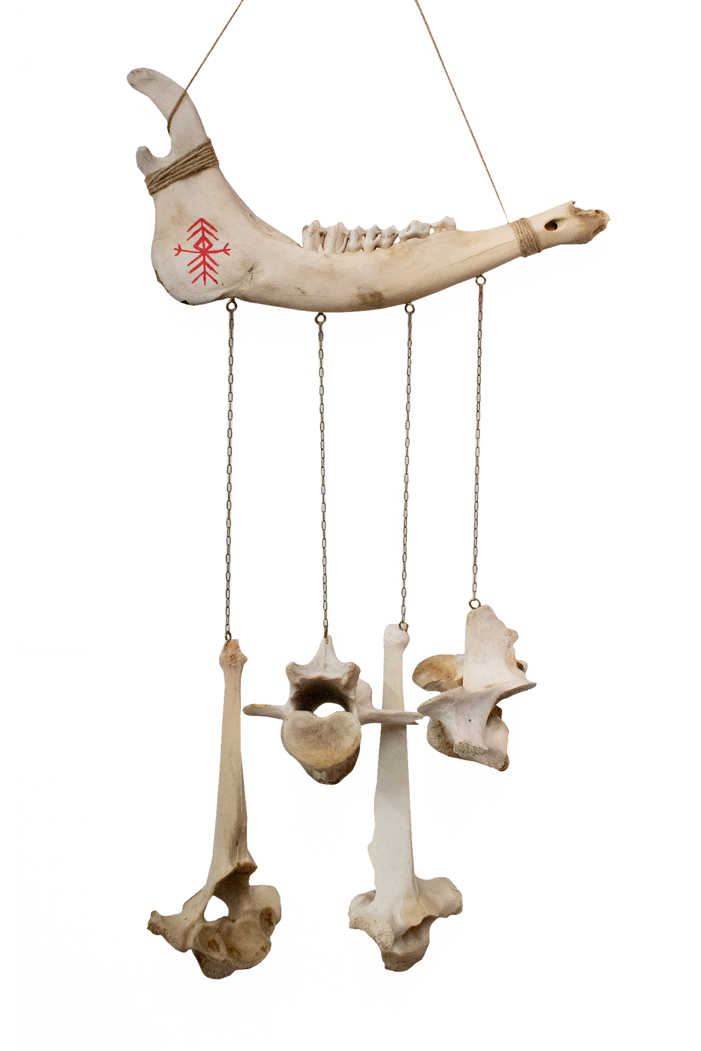 Deer Jawbone Wind Chime with Home Protection Bindrune