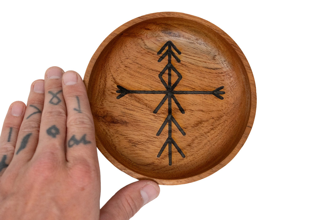 Home Protection Bindrune Wooden Offering Bowl