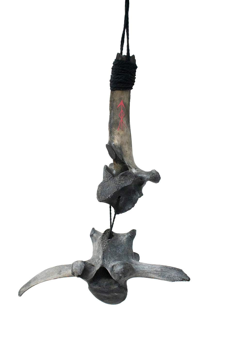 Blackened Home Protection Bindrune Elk Vertebra Wind Chime