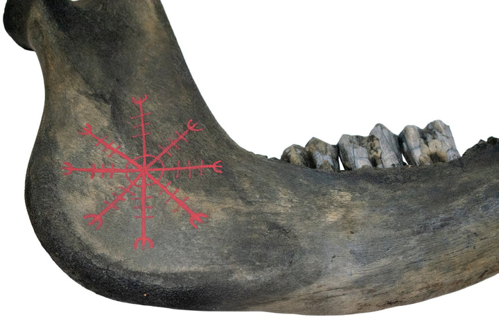 Blackened Helm of Awe Cow Jawbone Talisman