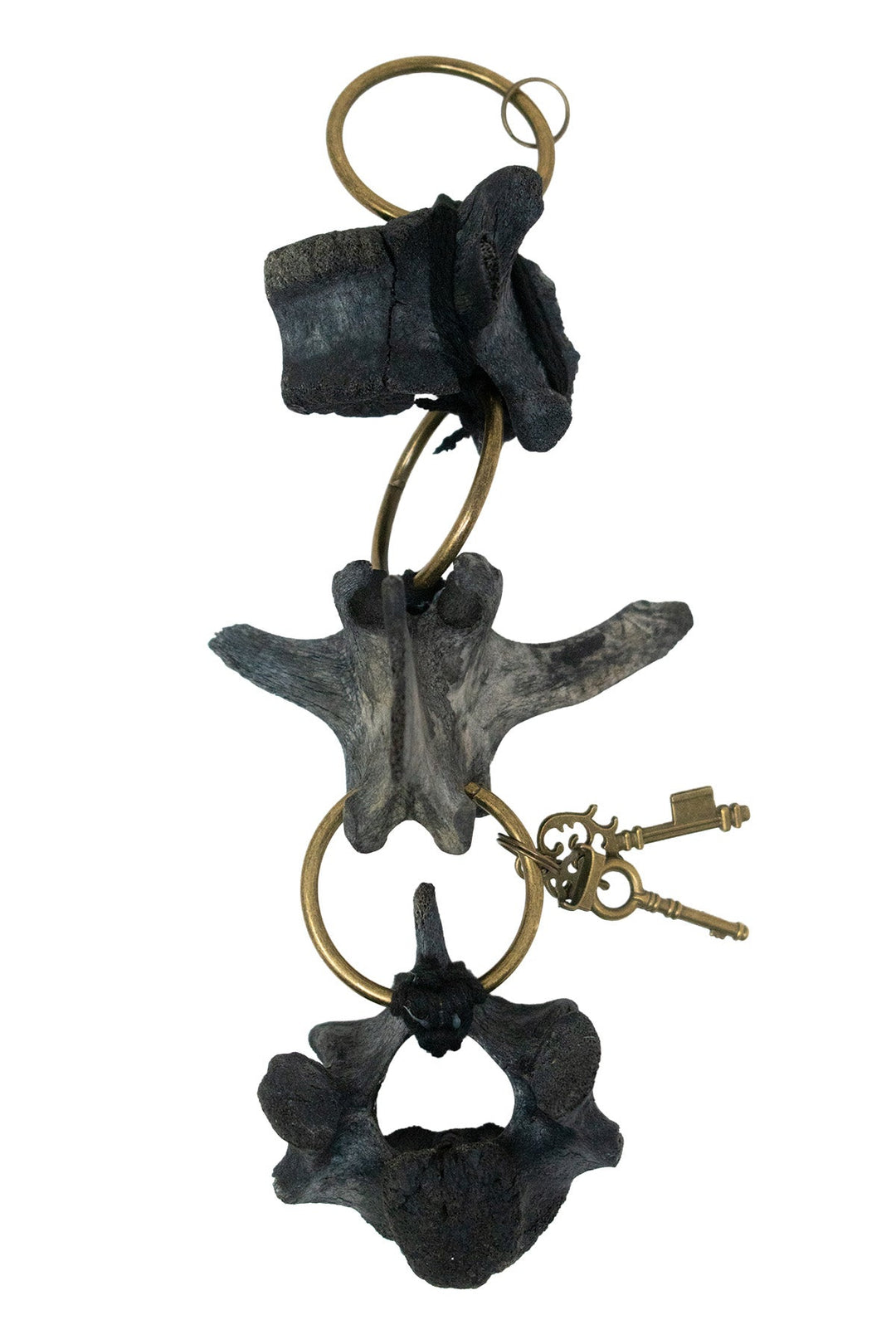 Blackened Elk Vertebra Wind Chime with Skeleton Keys