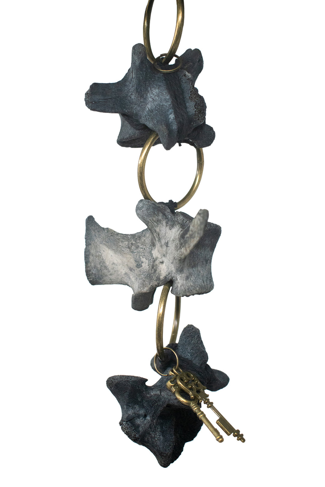 Blackened Elk Vertebra Wind Chime with Skeleton Keys
