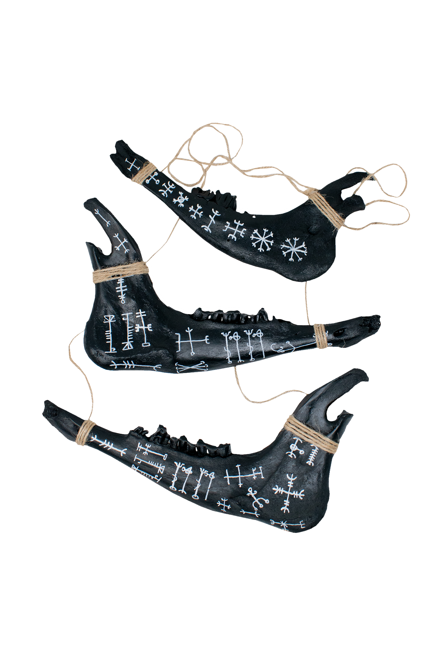 Blackened Deer Jawbone with Icelandic Magical Staves