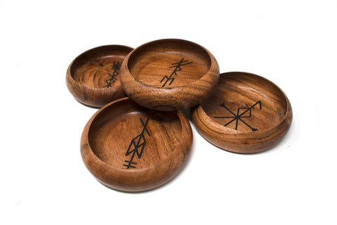 Image of Norse God Offering Bowls with Hand Burned Bindrunes