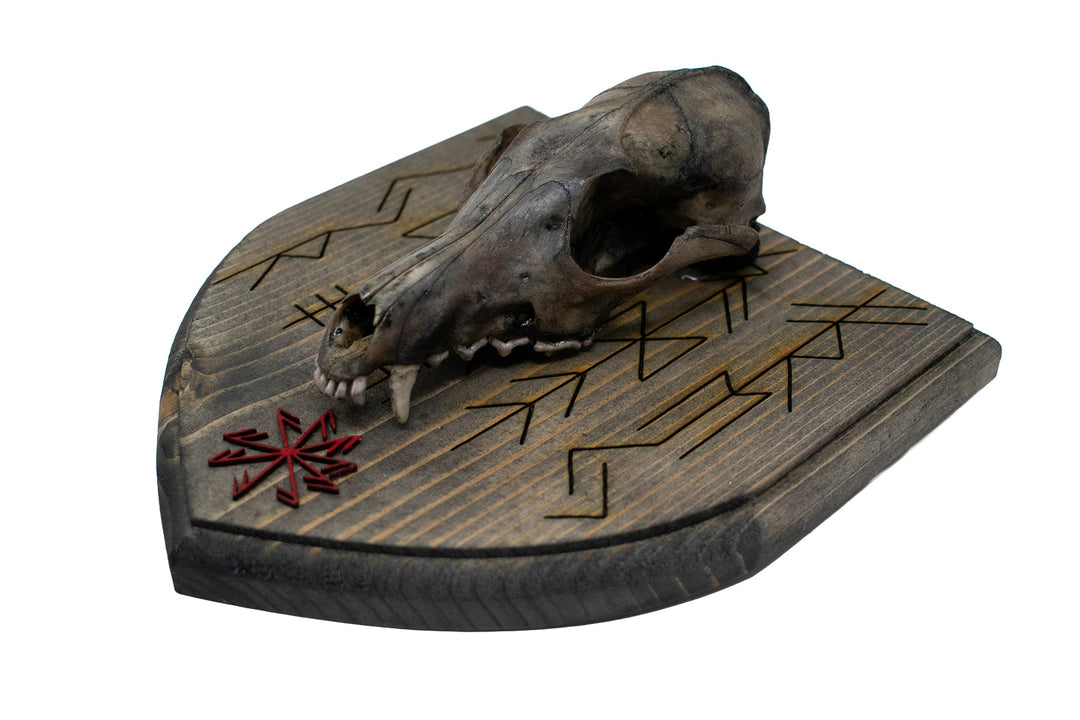 Fox Skull Wall Hanger with Norse God Bindrunes