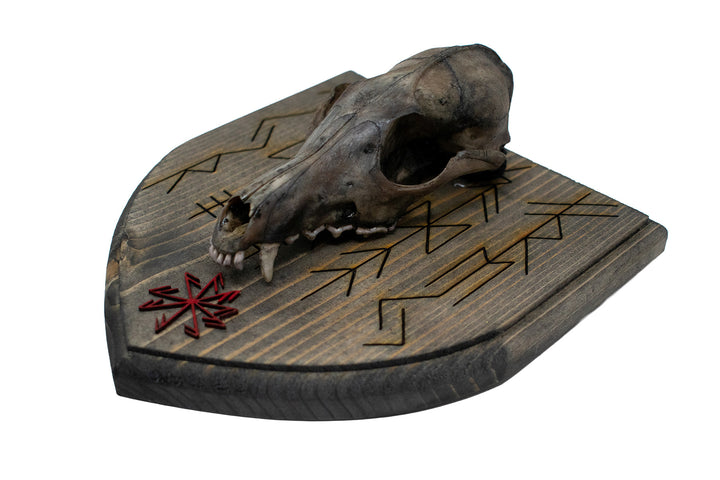 Fox Skull Wall Hanger with Norse God Bindrunes