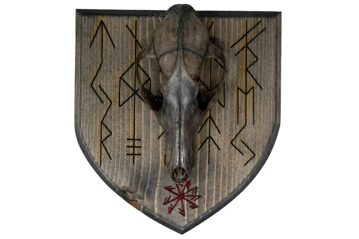 Fox Skull Wall Hanger with Norse God Bindrunes