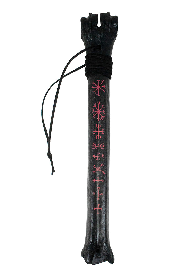 Blackened Elk Leg Bone Talisman - Nine Helms Protection Stave