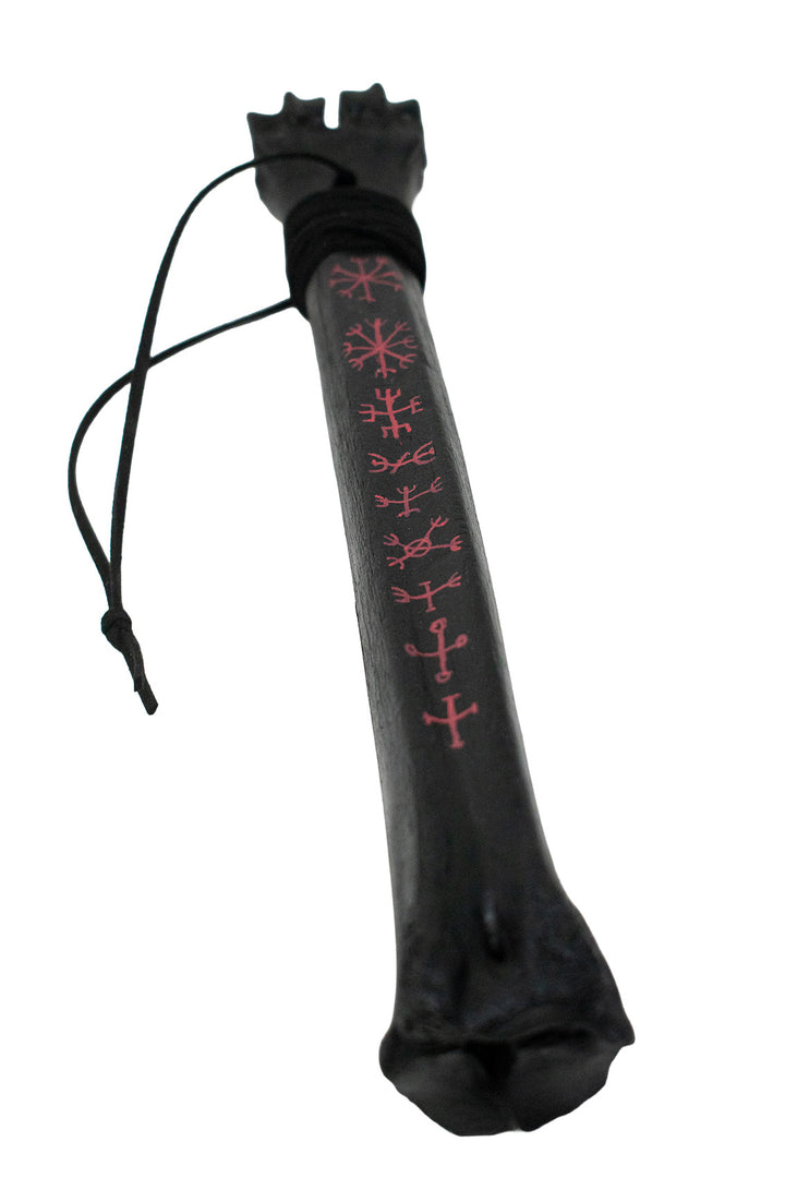 Blackened Elk Leg Bone Talisman - Nine Helms Protection Stave