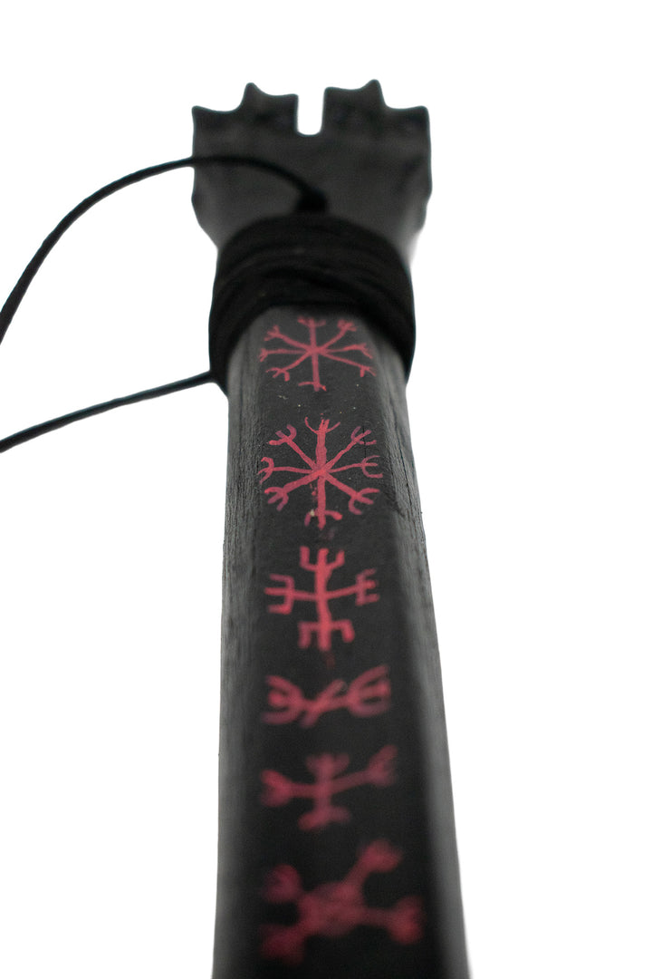 Blackened Elk Leg Bone Talisman - Nine Helms Protection Stave