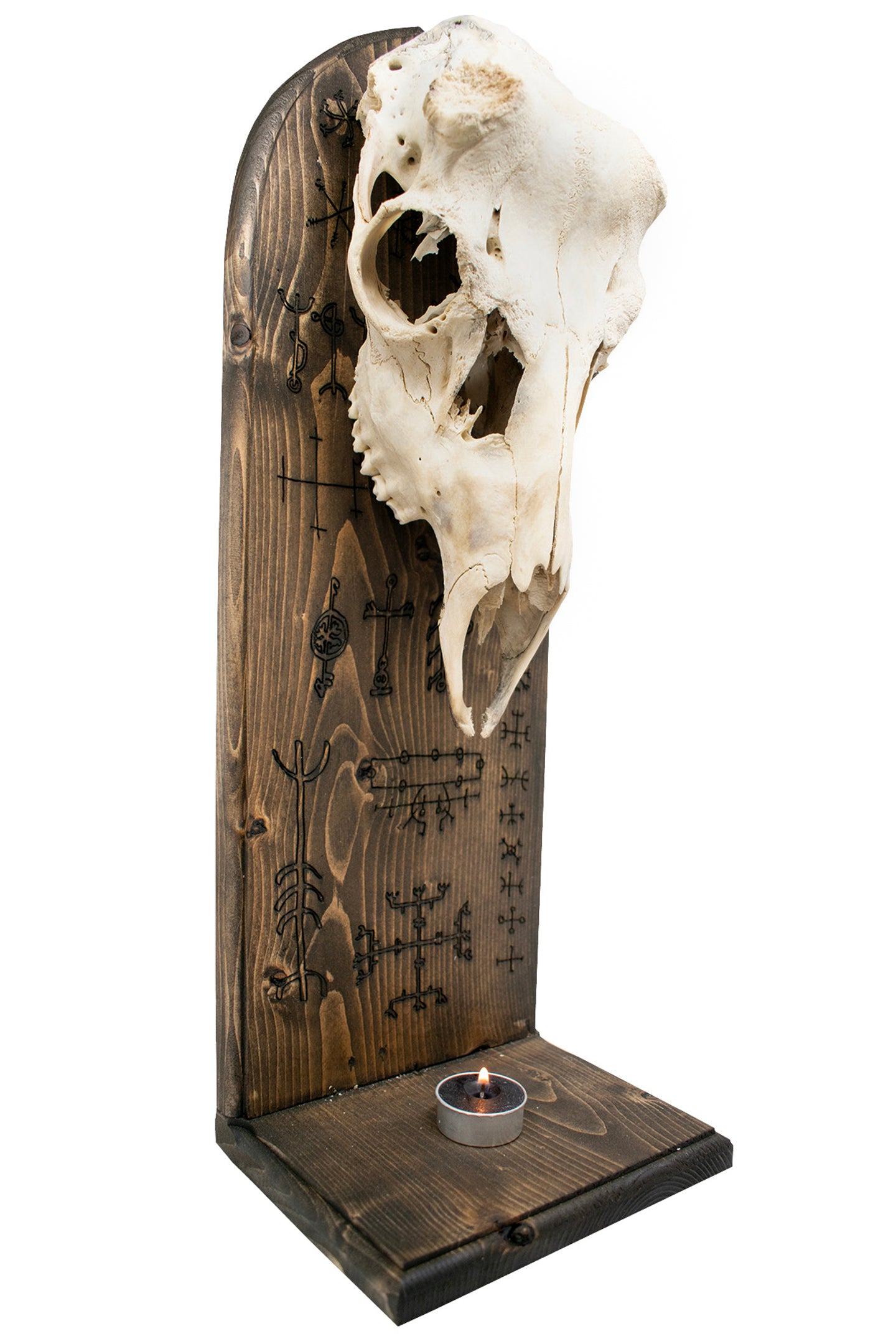 Icelandic magical stave deer skull altar