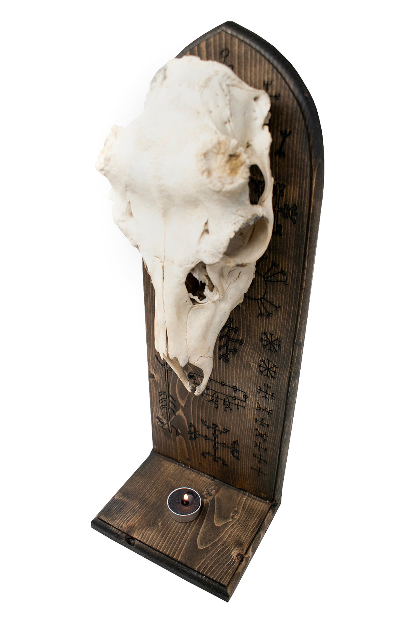 Icelandic magical stave deer skull altar