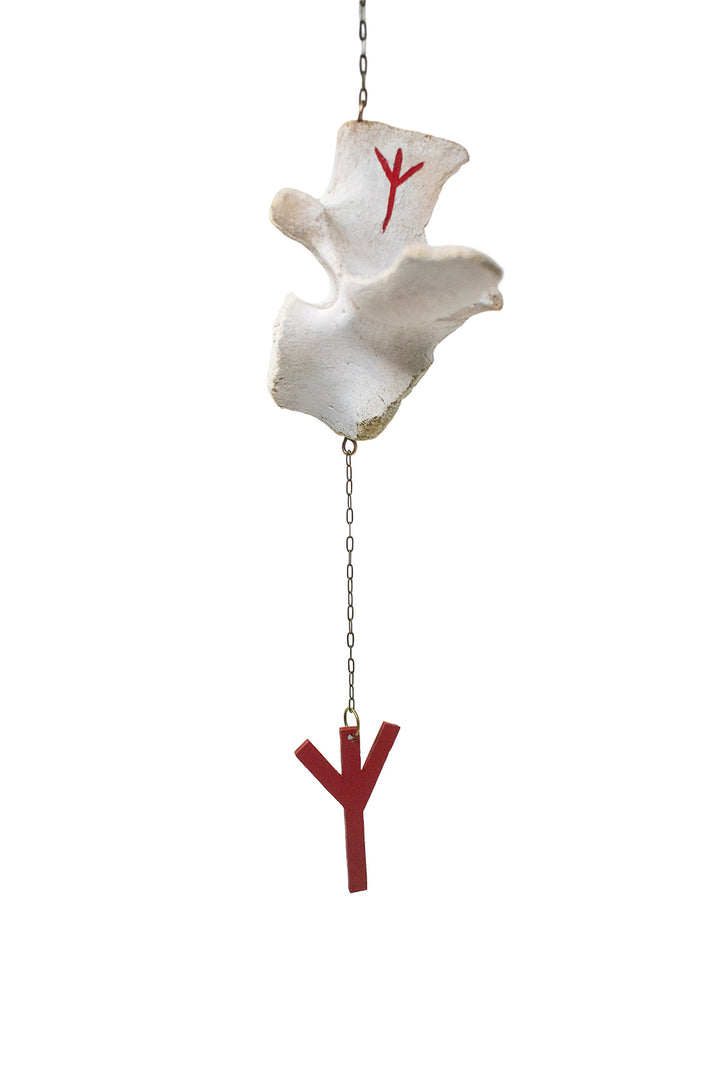 Algiz Rune Cow Vertebra Wind Chime