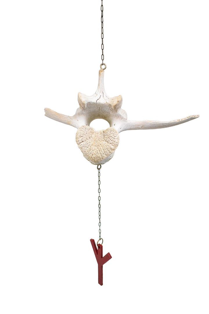 Algiz Rune Cow Vertebra Wind Chime