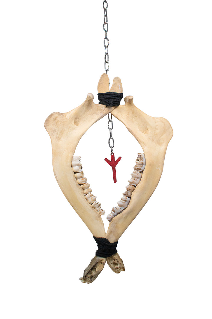 Deer Jawbone Algiz Rune Wind Chime