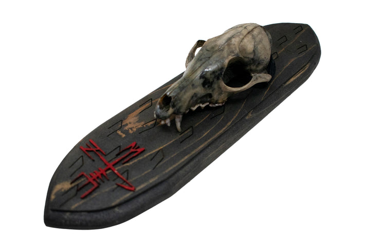 Blackened Fox Skull With Stave For Goddess Hel Wall Hanger